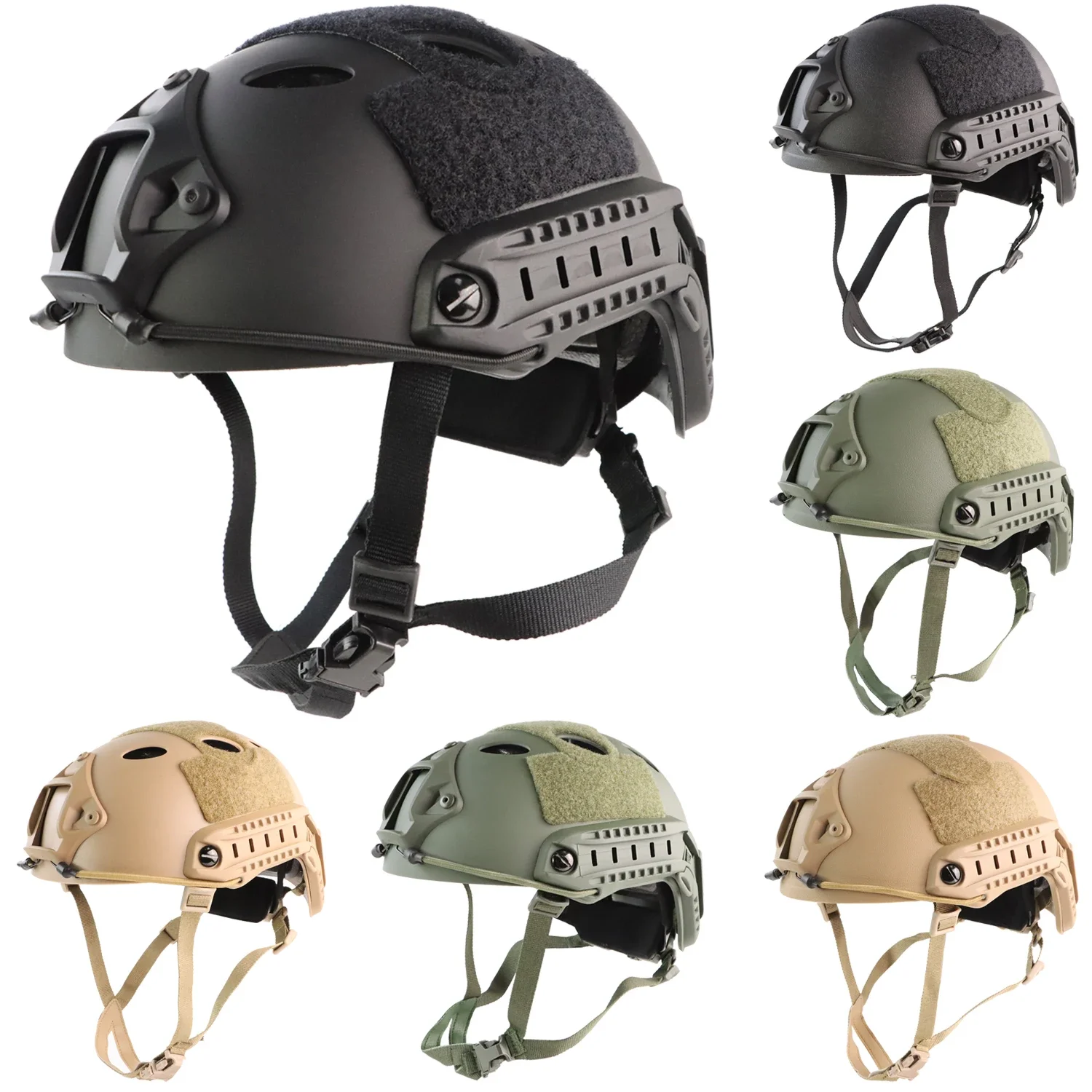 FAST MH Tactical Airsoft Bump Helmet Adjustable knob w/ NVG Mount & Side Rail Special Combat Training Team