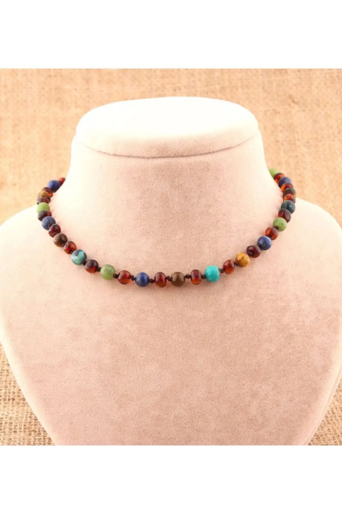 

Natural Stone Baby Necklace-Jade-lapis-amber-Tiger Eye-chrysocol Bijouterie Jewelry & Jewelry Accessories