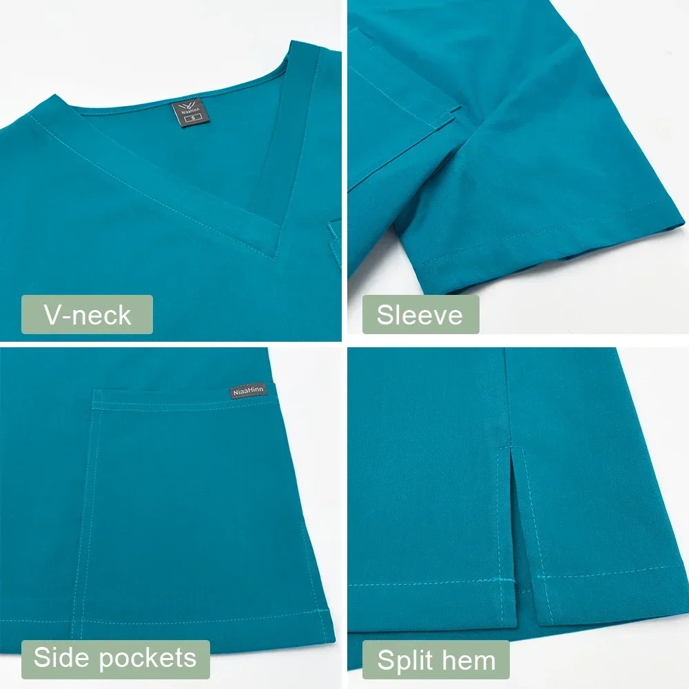Surgical Uniforms Woman Solid Color Work Suit Medical Scrub Doctors Nurses Hospital Accessories Unisex
