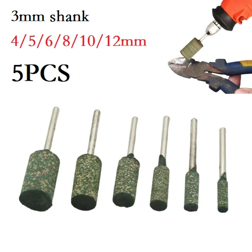 

5PCS 3mm Shank Cylindrical Rubber Polishing Burr Point Bit Rotary Drill Bit Engraving Cutter Shank Grinding Head