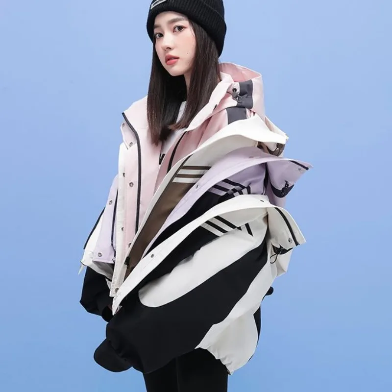 Women White Duck Down Jacket Winter Coat Female Charge Suit Three Piece Set Parkas Warm Thick Outwear Short Hooded Overcoat