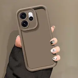 Solid Color Silicone Camera Lens Case - Protective Back Cover for OPPO Reno 15c (Coffee)