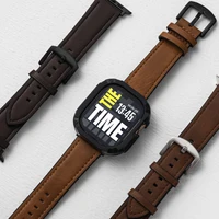 Bracelet en cuir + étui compatible avec Apple Watch Ultra 3 49 mm pour iWatch séries 11 10 42 mm 46 mm 9 8 7 41/45 mm 6 5 4 SE3 40/44 mm 3