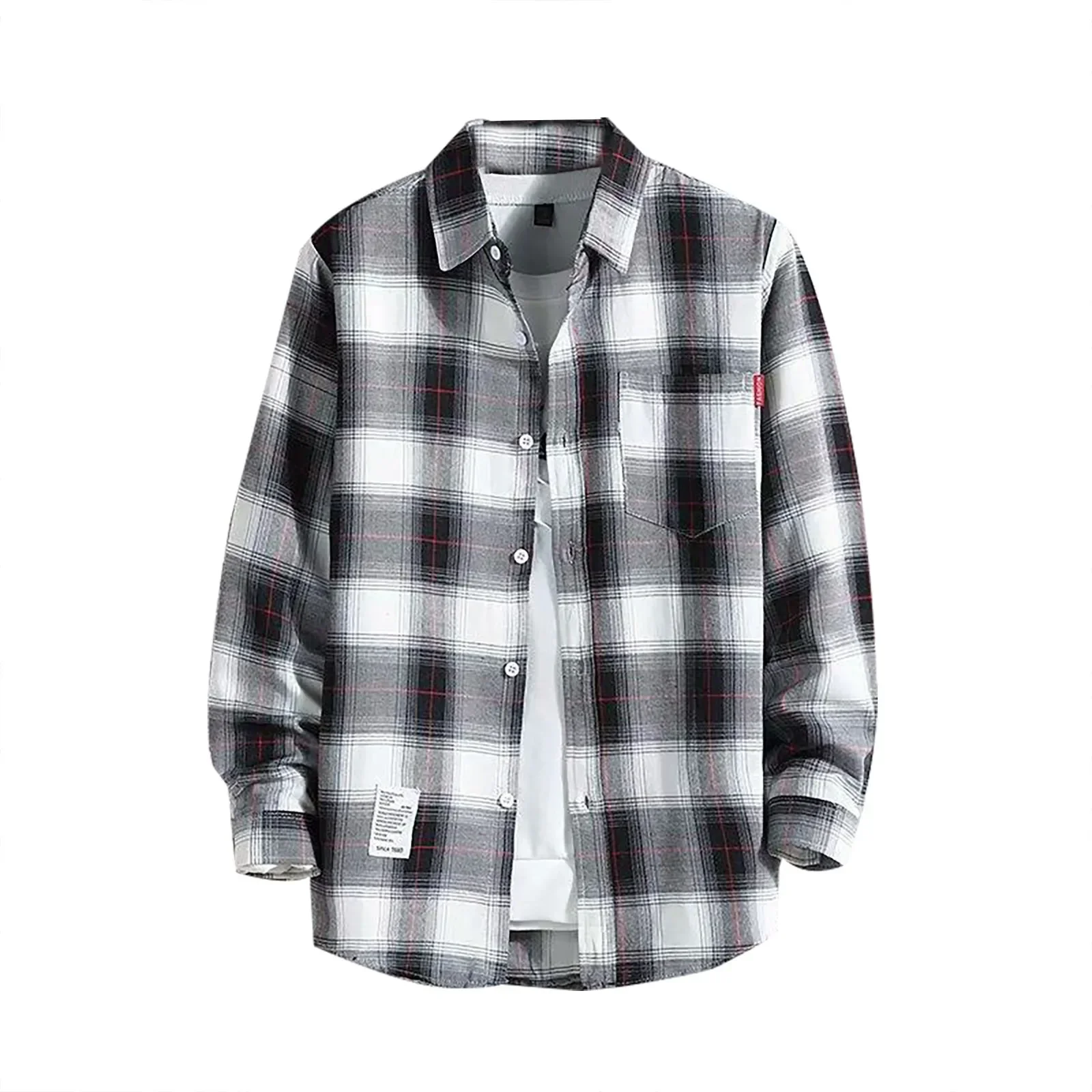 

Plaid Male Top With Pocket Long Sleeve Men'S Shirt Blouse Regular Fit Casual Cheap Brand Button Fashion 2024 Clothes