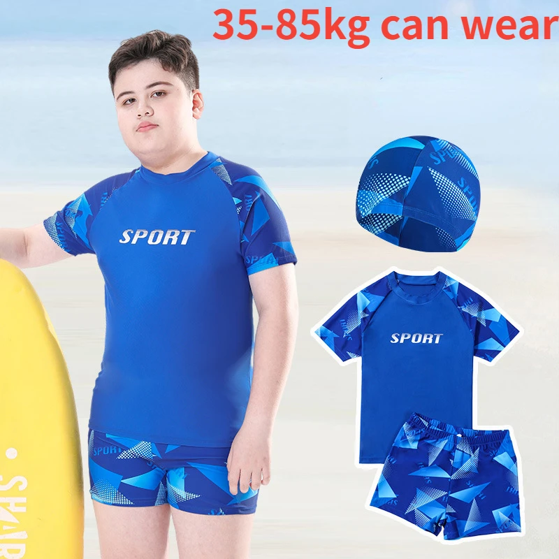 

Children's Chubby Boy Split Body Swimsuit, Quick Drying, Enlarged Sun Protection Swimwear for Teenage Kids, Summer, 85kg