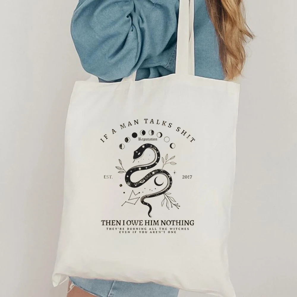 Taylor Music Tote Bag Reputazione Tote Bag Reputazione Serpente Versione Swift Taylor Canvas Bagswift Album Dato Ai Fan