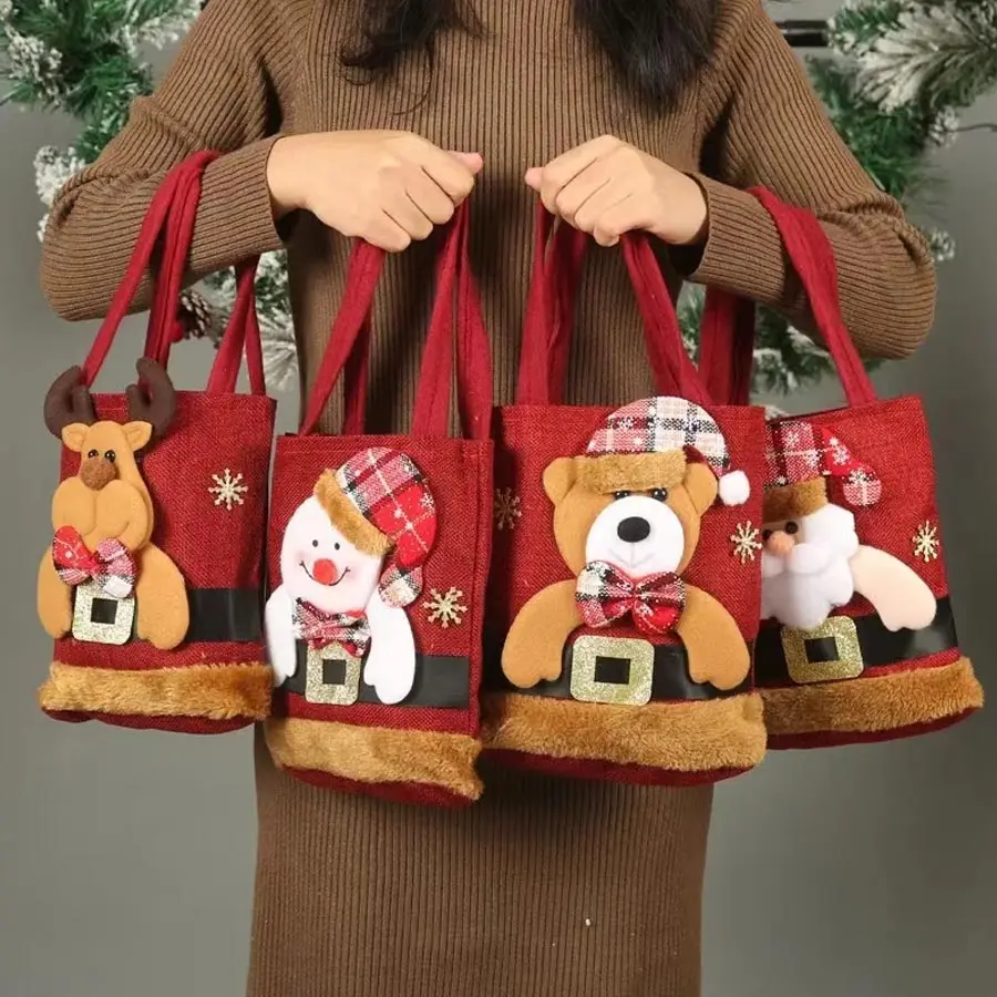 Christmas decorations Santa Snowman fawn gift bag Children gift bag Candy Christmas tote