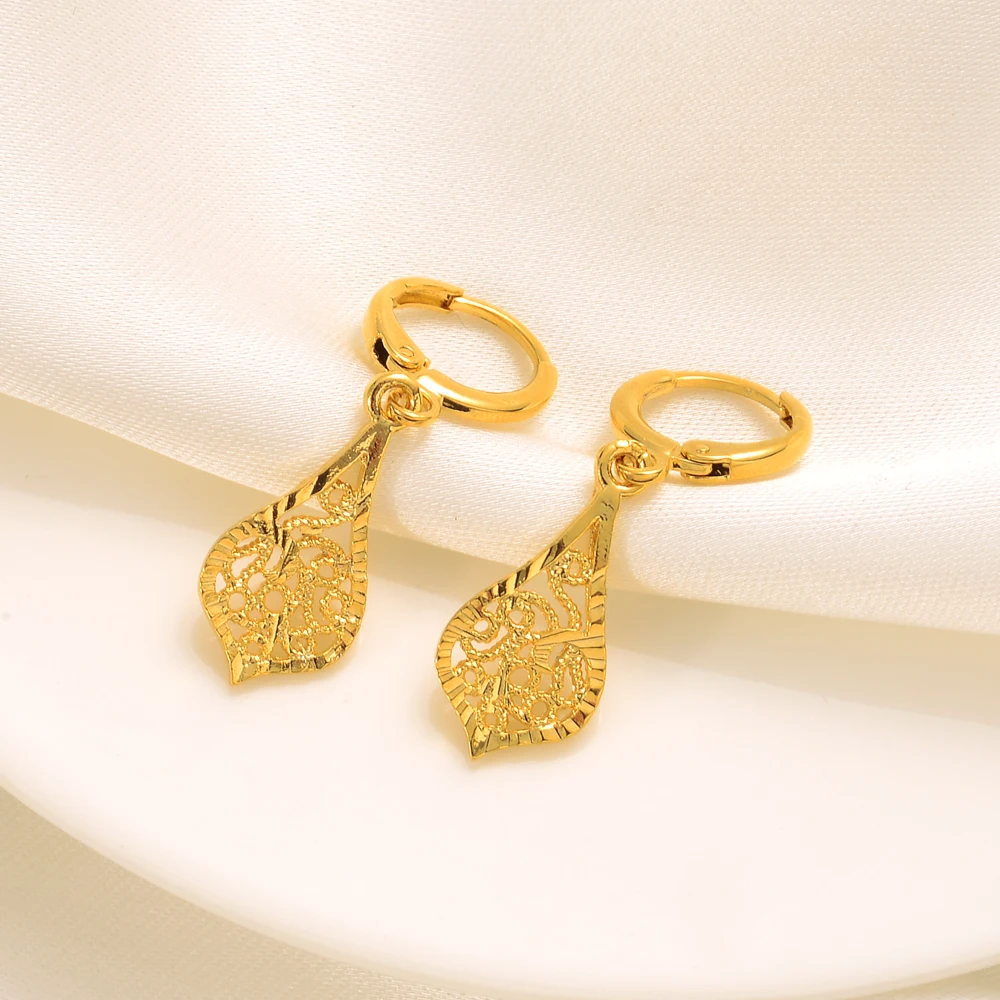 Gold Color Earrings Women's/Girls African Beautiful 24K Gold Color Plated Nicely Cute Small Ethiopian Jewelry Wedding Gift 3