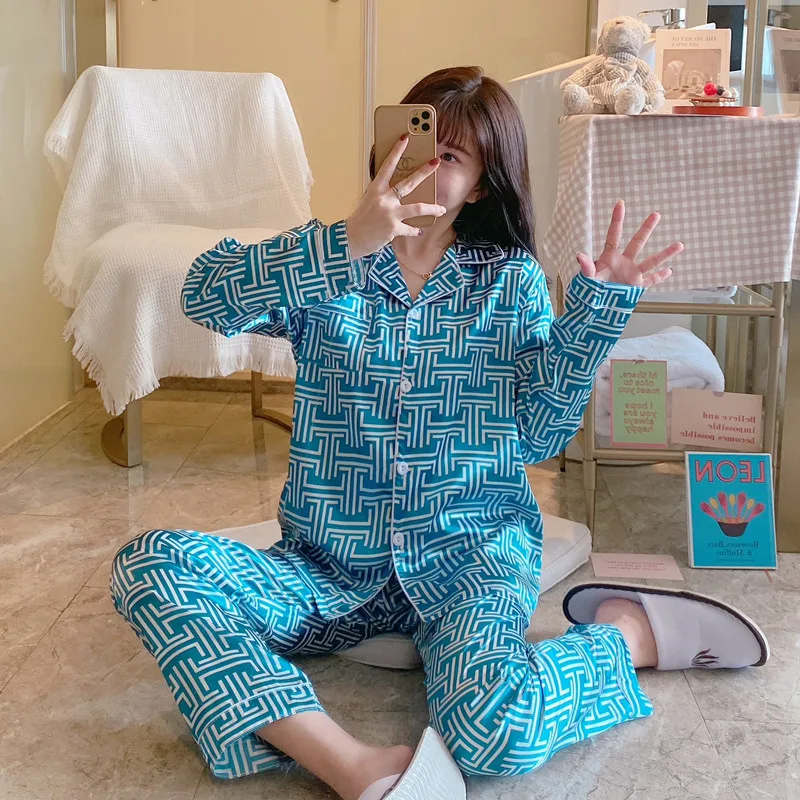Spring Summer Women's Faux Silk Pajamas Two Piece Black Sleep Lounge  Cardigan Lapel Loungewear Ladies Sexy Luxury Kawaii Pajamas - Pajama Sets -  AliExpress