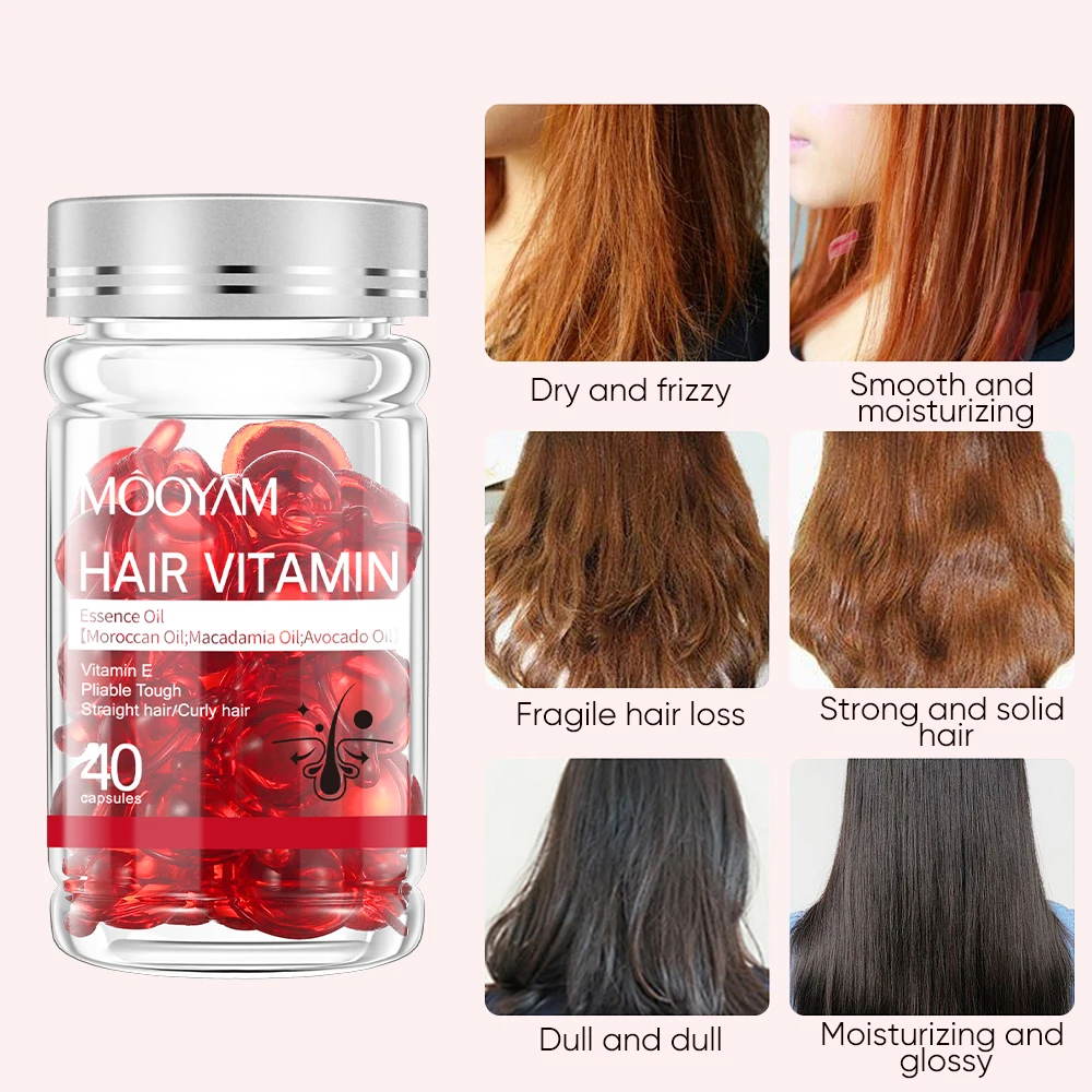 40 Capsule Capelli Vitamina Olio Essenziale Trattamenti Danni Olio Marocchino Vitamina Cheratina Olio Per Capelli Complesso Setoso Facile Da Pulire