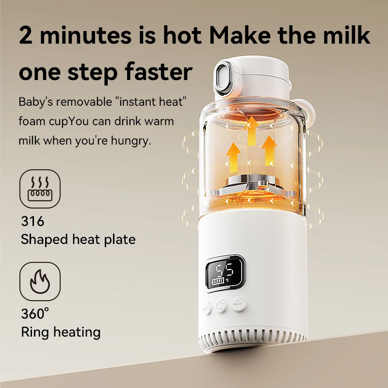 18000/10000mAh High-Power Constant Temperature Cup Quick Hot Water And Milk Heating Portable Baby Bottle Warmer 4