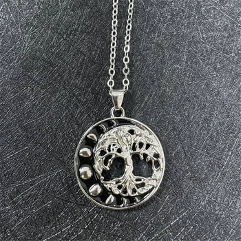 Female Charm Crystal Life Tree Pendant Necklace Vintage Silver Color Wedding Jewelry For Women