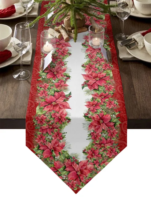 Natal poinsettia flor corredores de mesa de natal decoração de mesa toalha  de mesa casa casamento férias restaurante capa de mesa|Caminhos de mesa| -  AliExpress