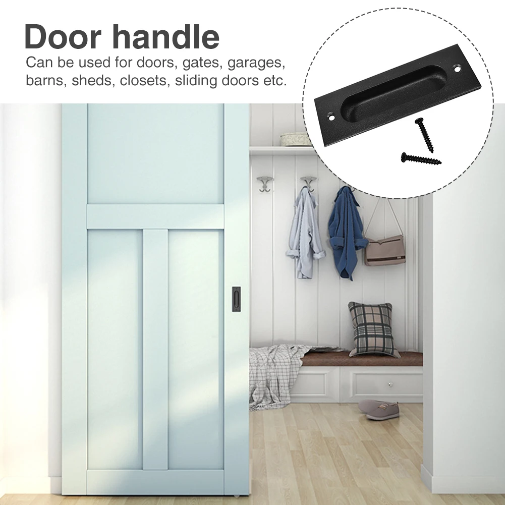Description Picture 6 of itemHome Finger Sliding Barn Hardware Flush Pull Embedded Square Gate Closet Matte Frosted Door Handle Easy Install Accessories