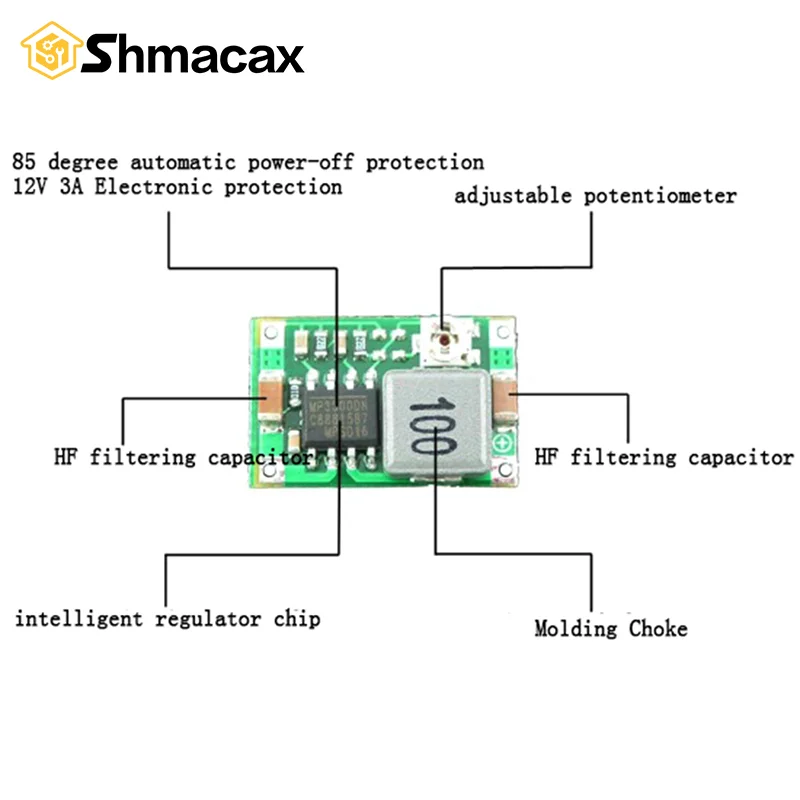 3A Mini DC-DC step down converter volt regulator 5V-23V to 3.3V 6V 9V 12V