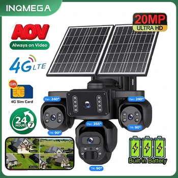  INQMEGA 20MP Solar Camera AOV 4G SIM Four Screen Wireless Outdoor Security PTZ Camera 7/24 Hour Video Recording IP66 OKAM APP 1