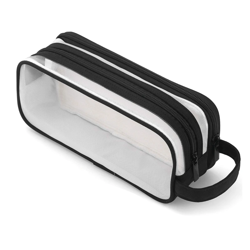 

Сетчатый футляр для карандашей, прозрачный ручной многофункциональный чехол с 2 отделениями для ручек для подростков и студентов