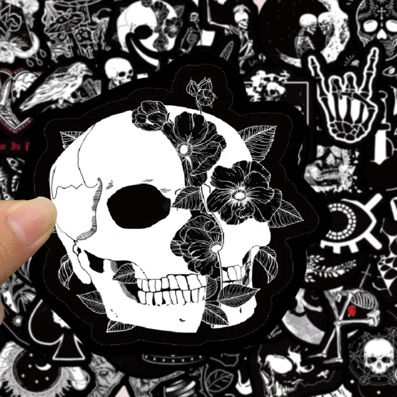 50 قطعة رعب قوطي داكن أسود ملصقات مقاومة للماء لأل...