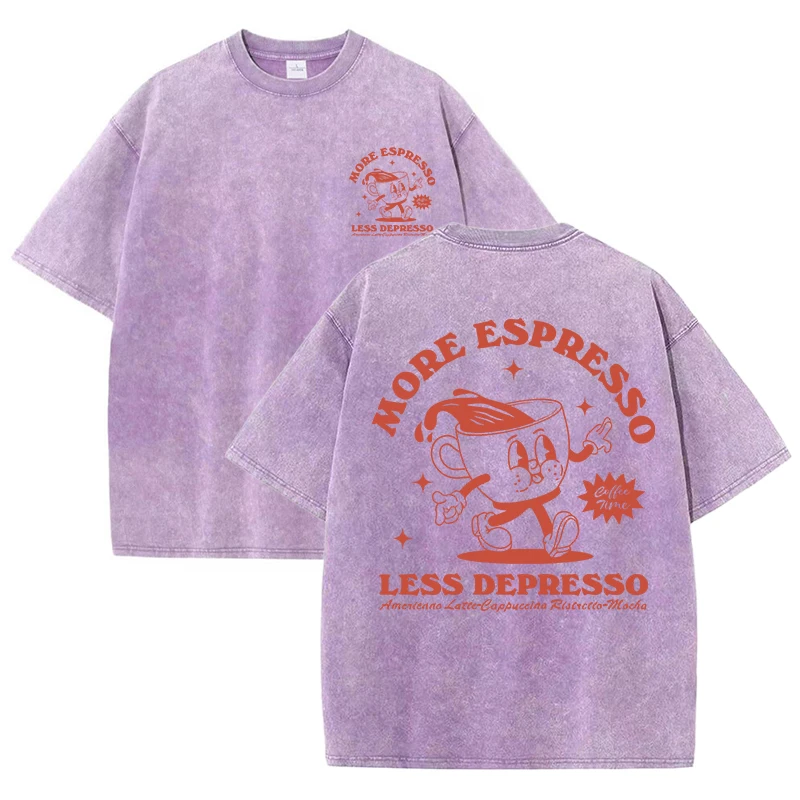 Espresso-Inspired Graphic Women's Tee - Cotton Blend, Washed Style, Breathable & Versatile Top