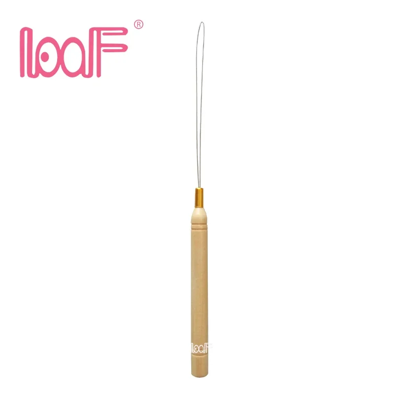 1pcs Wooden Handle Pulling Needles holder for Micro Rings/Loop Hair Extensions Iron Wire Threader Hook Hair Extension Tools hair extensions tool