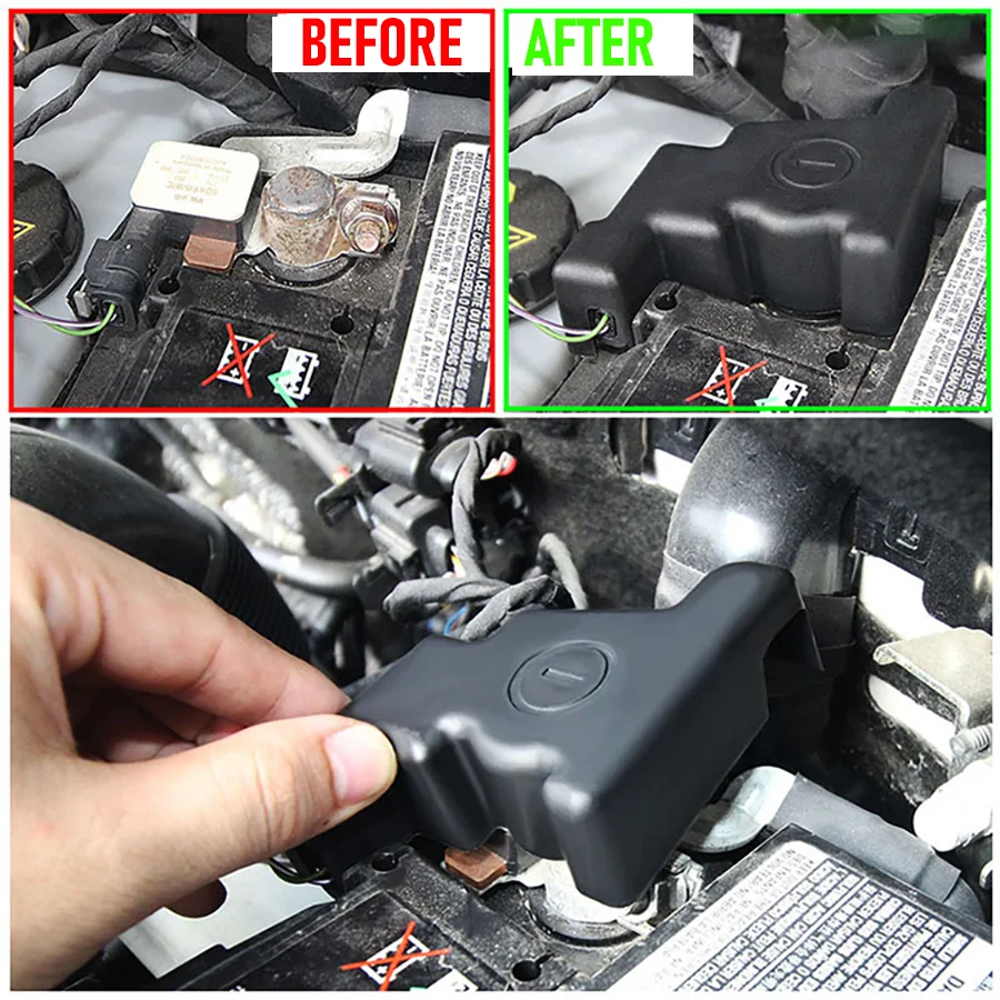 Wooeight 1Pc Non-flammable ABS Negative Power Batteries Cover Battery Protection Cover For Volkswagen VW Golf MK7 Touran SKoda