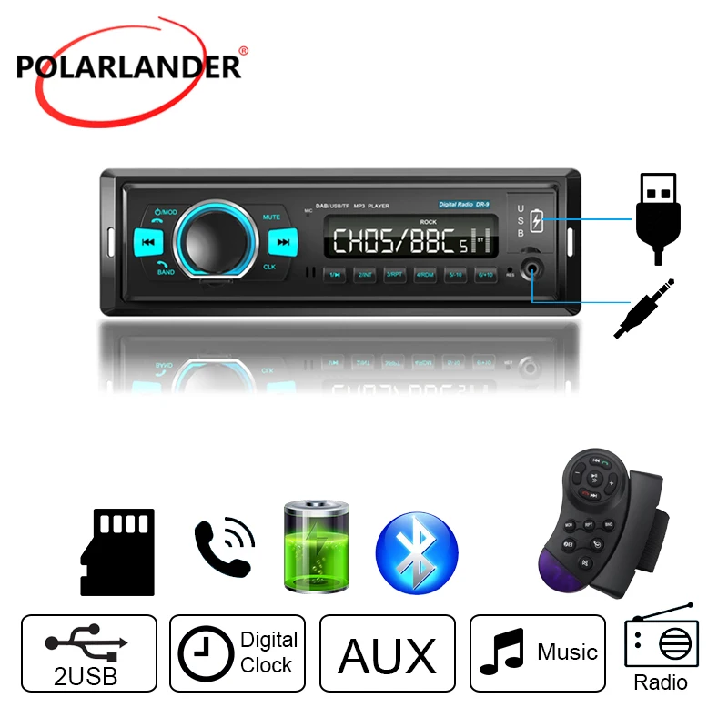 

Car Radio USB BALANCE DAB Bluetooth 4.2 1din FM Dual USB ISO Interface MP3 Hands-Free Digital Radio WMV APE EQ TF Card U-Disk