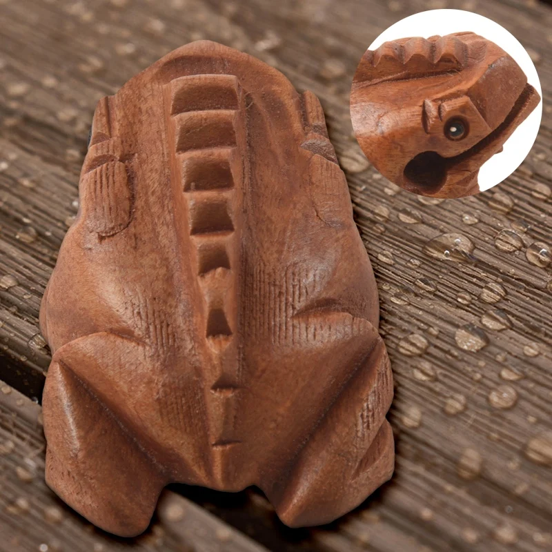 Wood Percussion Toy Carved Croaking Wood Percussion Musical Sound Wood Frog Tone Block Toy