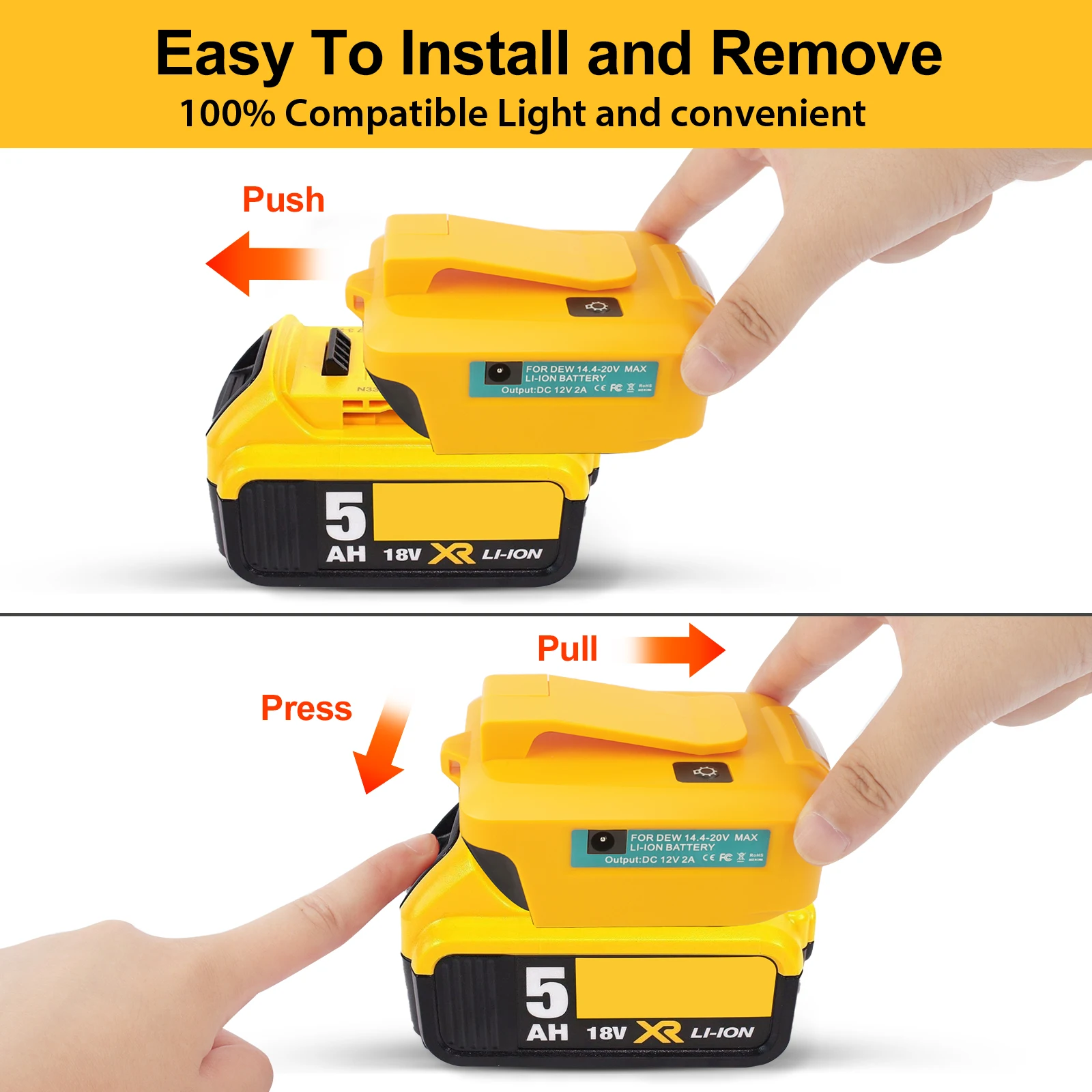 Battery USB Charger Adapter For DeWalt 20V AX Battery Generator Power