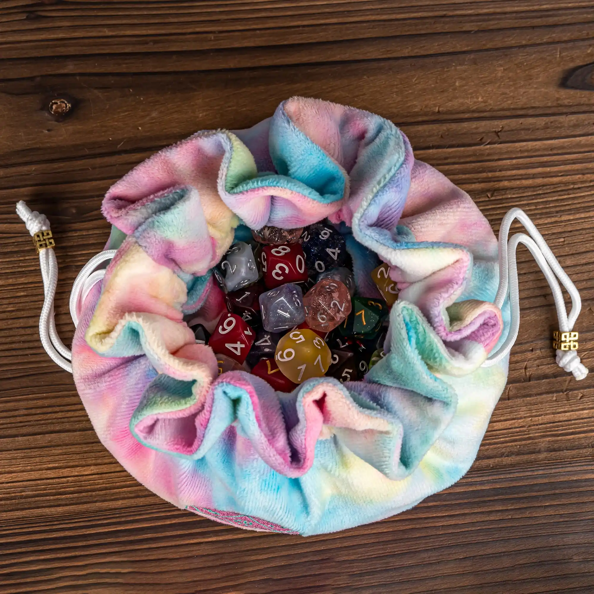 New Drawstring Dice Bag Flannelette Double-Layer Storage Bag Round Bottom Big Pouch for Packing Gift RPG Dice Board Game dice bag