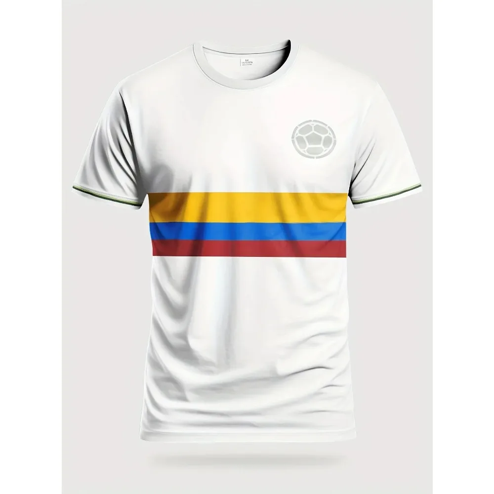 3D Colombia Men's Football Shirt  Comfortable and Breathable Sport T-shirts Outdoor Training and Leisure Versatile Tops