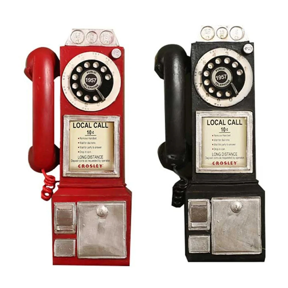 Vintage Retro Dial Pay Phone Figurine – Classic Home Decor Ornament