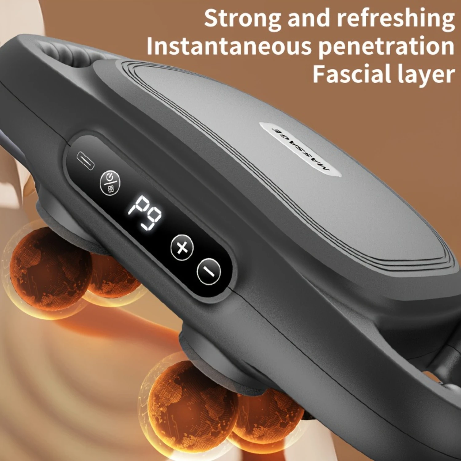 6-Head Lcd Fascia Gun-Usb Rechargeable, High-Frequency Vibration Massager For Full Body Muscle Relaxation, Ideal For Waist & B