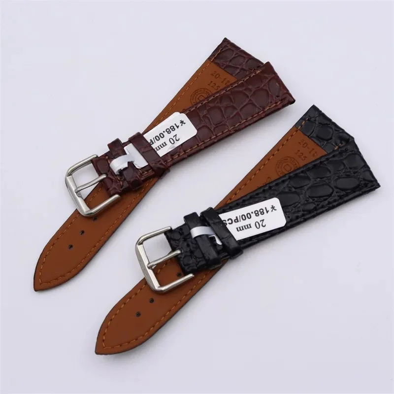 Elegant Genuine Leather Watch Strap with Pin Buckle - Premium Cowhide Bracelet