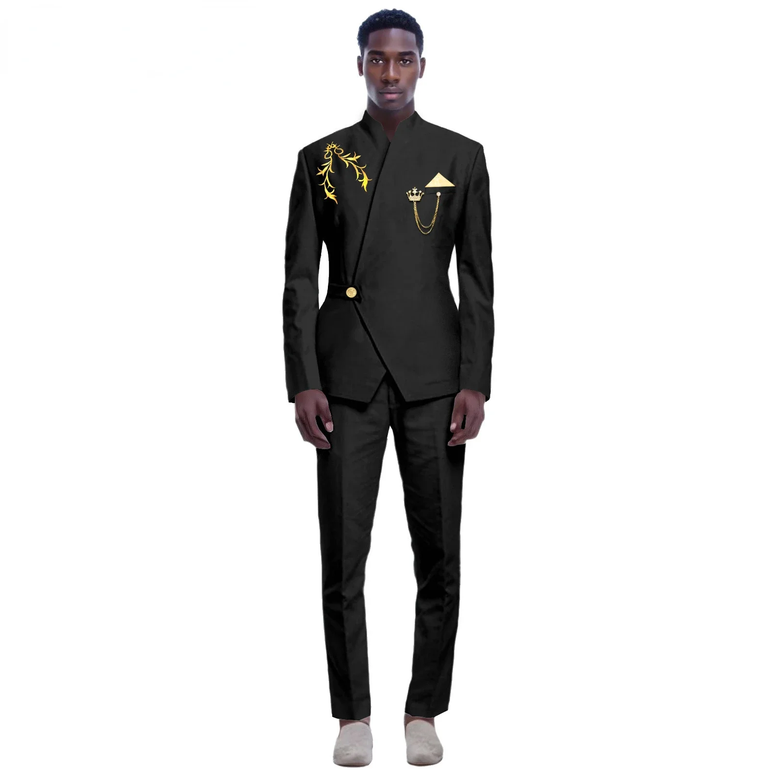 thumbnail image 1 of Nuevos trajes amarillos para hombre, último diseño, solapa, un botón, informal, ajustado, traje para hombre, negocios, boda, novio, elegante, 2 piezas, chaqueta, pantalones, 1 of 4