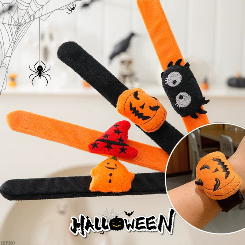 1pcs Halloween Slap Bracelet Party Ghost, Pumpkin and Spider Design Christmas Bulk Halloween Decorations