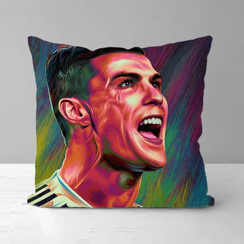Room Decor Short Plush Throw Pillows Duplex Printing Custom Pillow Pillowcase CR7 Cristiano Ronaldo Cushion Cover 45*45 Cushions 2