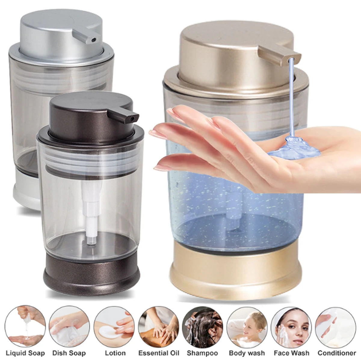 Hands Soap Dispenser Kitchen Sink Bathroom Vanity Soap Lotion Hand sanitizer Disinfectant Bottle Refillable Liquid Container