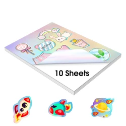 Glossy Self - Adhesive Vinyl Sticker Paper - A4, Printable for DIY Crafts and Gifts (10 Sheets) (Holographic)