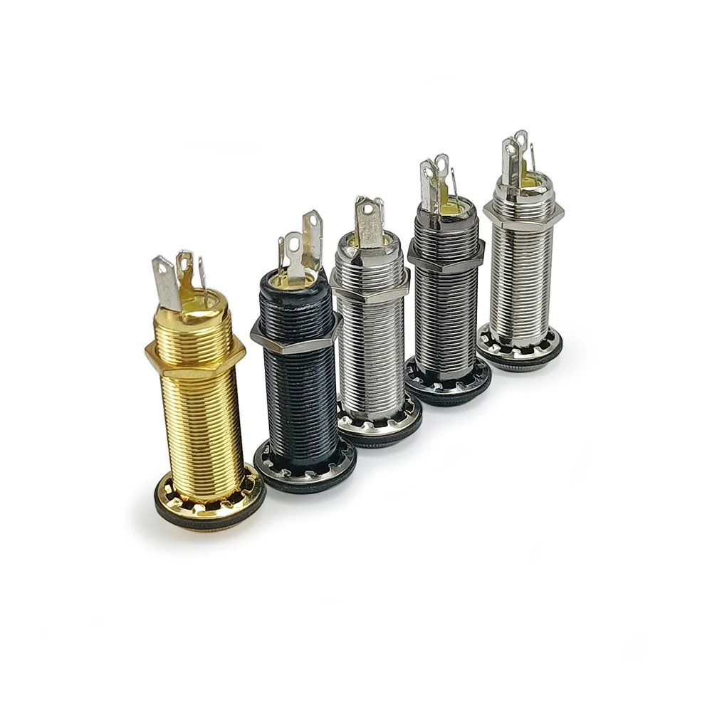 Description Picture 4 of item10pcs/lot Electric Guitar Bass Parts 6.35mm Stereo Output Input 1/4 Inch Jack Socket Plug Brass Straight Ribbed Tube Style Jack