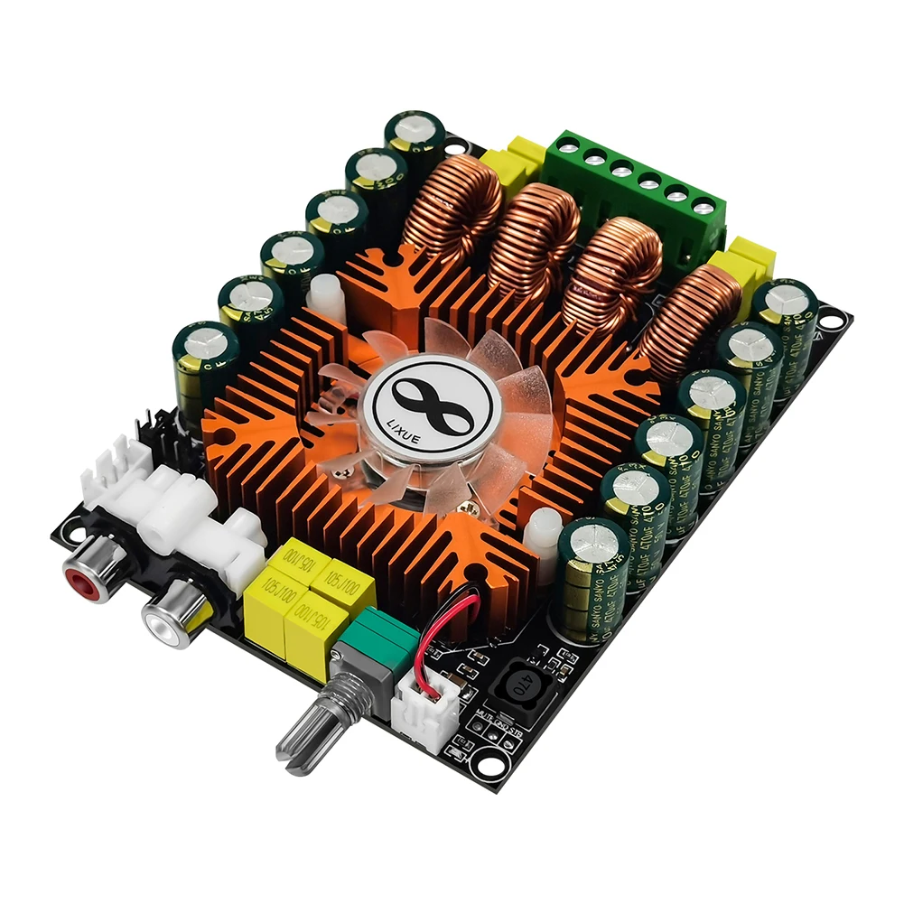 TDA7498E 2.0 고전력 디지털 전력 증폭기 보드 DC 12V-36V 듀얼 채널 HIFI 증폭기 보드(냉각 팬 포함) 20Hz-20KHz