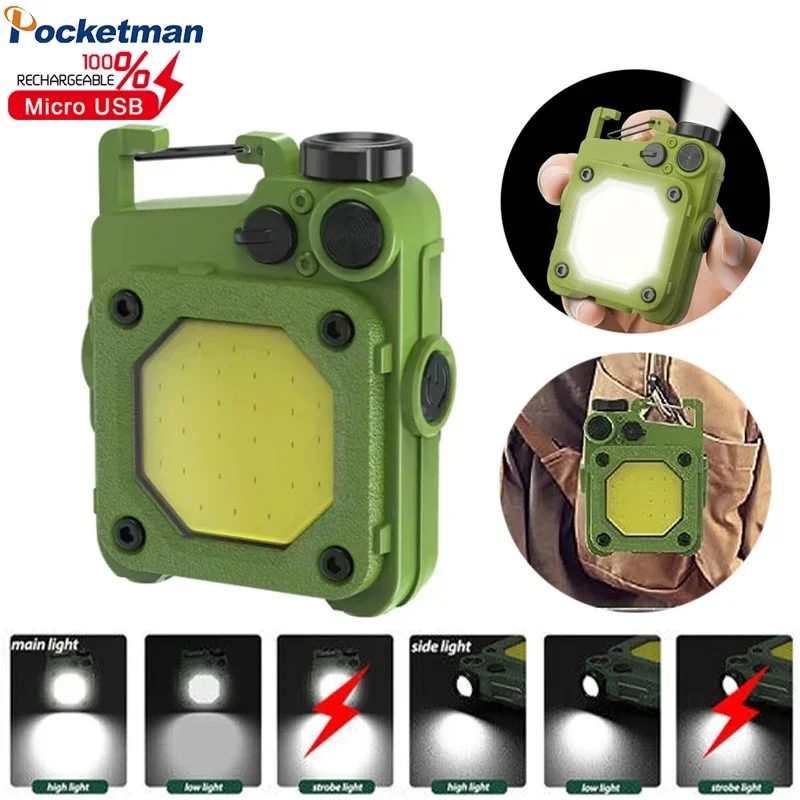

Mini LED Keychain Flashlight Portable Pocket Work Light Outdoor Emergency USB Rechargeable Flashlight for Self-Defense Camping