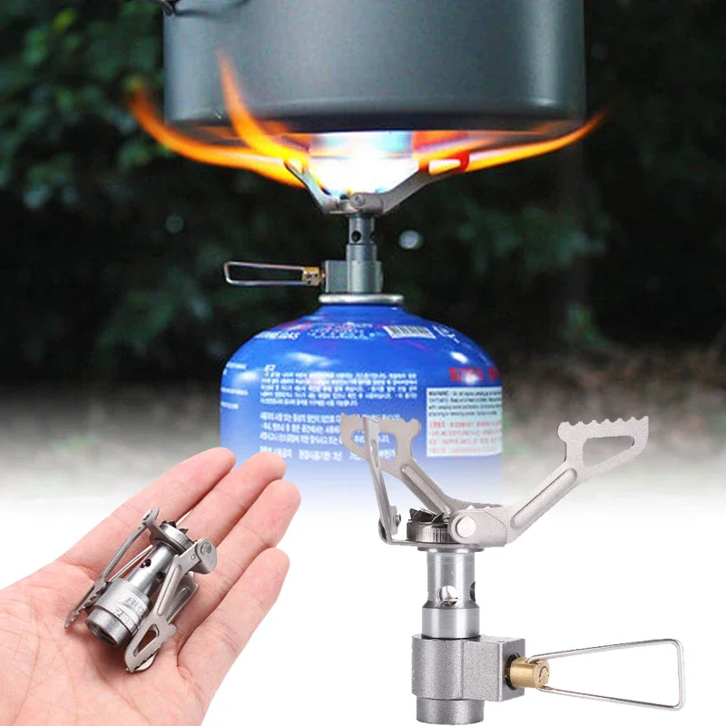 Outdoor Portable Mini Gas Stove Burner 25g Lightweight Camping Hiking Single Titanium Camping Gas Stove Camping Cooker Brs-3000t 1