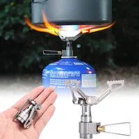 Outdoor Portable Mini Gas Stove Burner 25g Lightweight Camping Hiking Single Titanium Camping Gas Stove Camping Cooker Brs-3000t 1