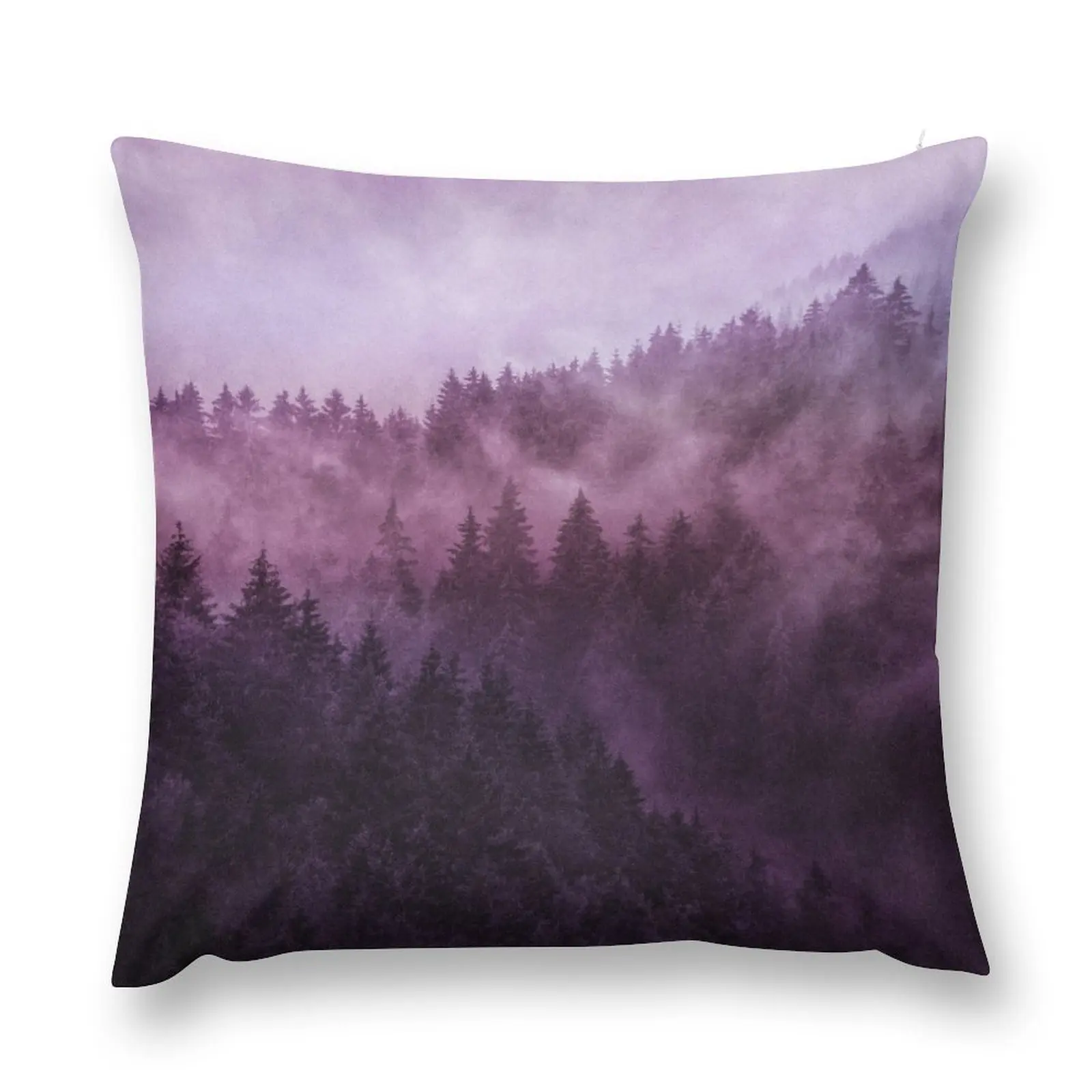 

Excuse Me, I'm Lost // Laid Back In A Misty Foggy Raspberry Wilderness Romantic Cascadia Trees Forest Cove Throw Pillow