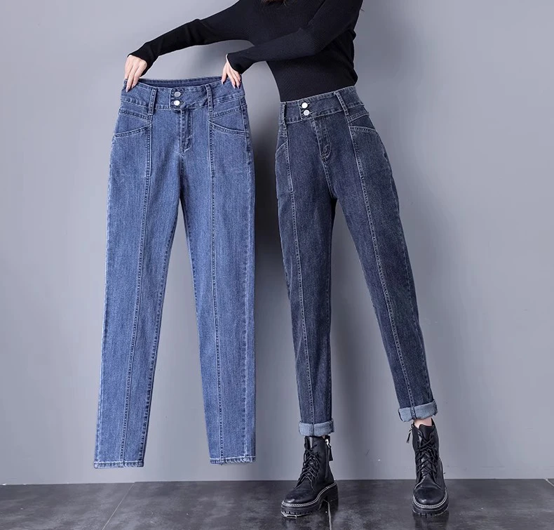 92-96cm Ankle-length Harem Jeans Women Casual Streetwear High Waist Denim Pants New Korean Baggy Vaqueros Straight Kot Pantolon