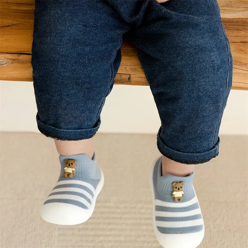 Description Picture 2 of itemBaby Toddler Shoes Soft Sole Children's Shoes Breathable Cartoon Non-slip Anti-fall Shoes Striped Cute New Baby Shoes