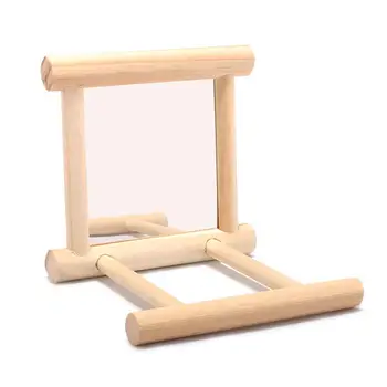 Bird Mirror Wooden Interactive Play Toy With Perch For Small Parrot Budgies Parakeet Cockatiel Conure Lovebird Cage Accessories 1