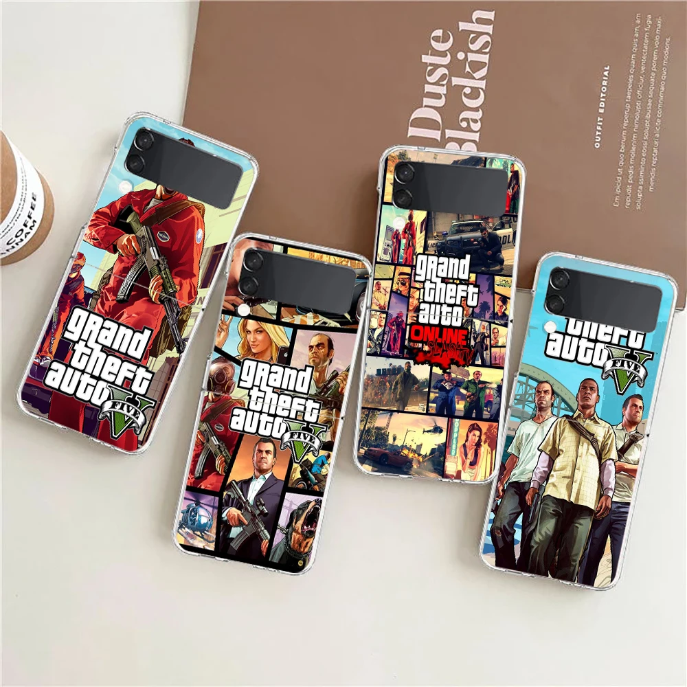 Rockstar Gta 5 Grand Theft Auto Per Samsung Galaxy Z Flip 3 4 5 Custodia Rigida Pieghevole Per Pc Trasparente Per Cover Posteriore Samsung Z Flip3
