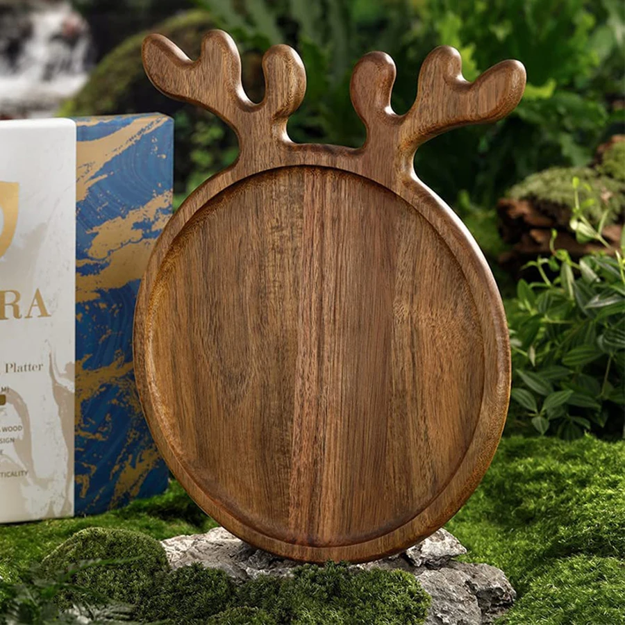 Reindeer Antler Wooden Serving Tray 2
