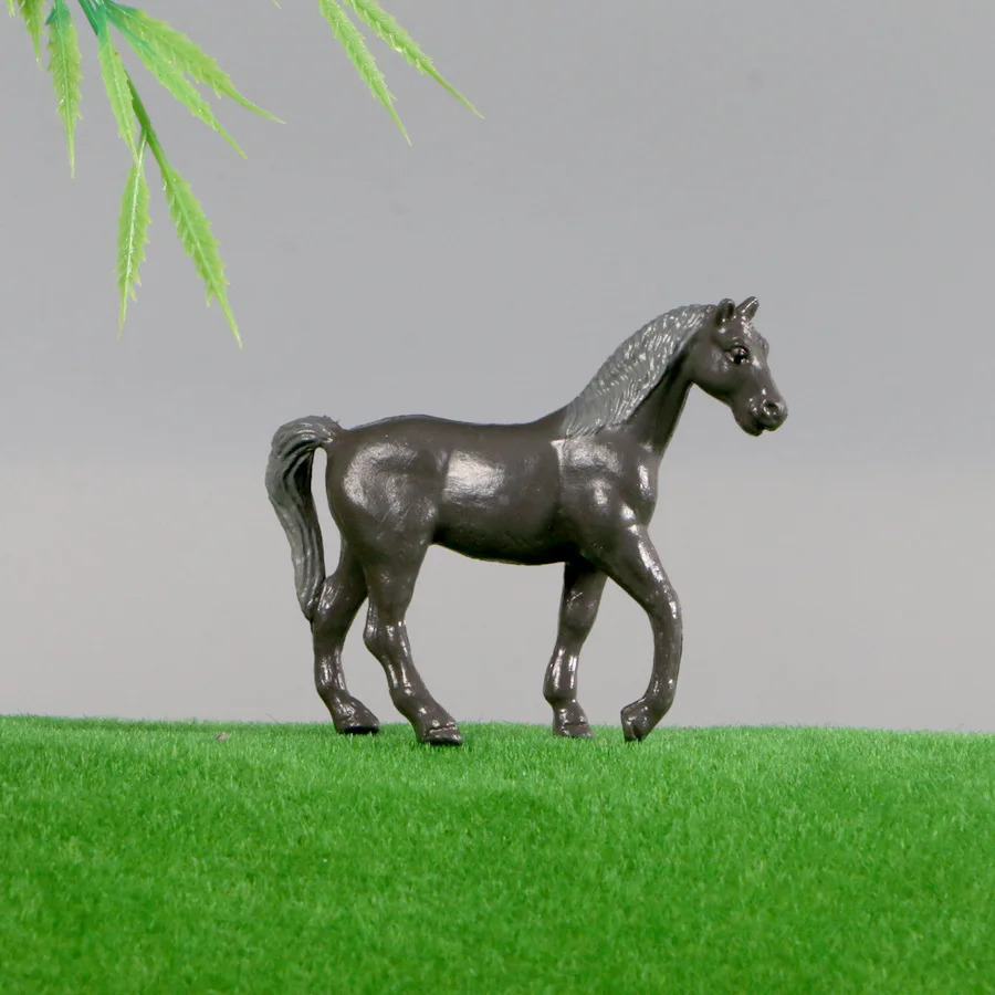 8 pcs Mini Simulation Farm Wild Small Horse with 6 pcs Fence Colorful Small Horse Soft Glue Children's Toys Animal Model Combina 2